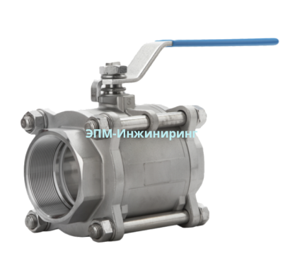 Шаровой стальной кран ВР-ВР полнопроходной, с рукояткой, BV17, DN 40, Строительная длина 119,4, PN 63, Kvs, м3/ч 170